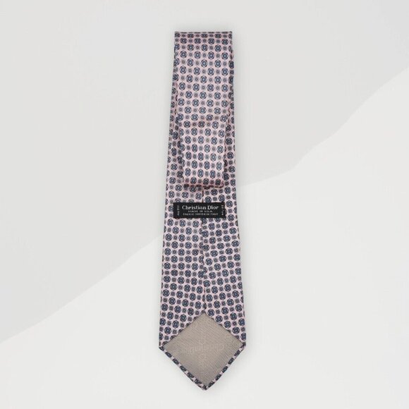 CHRISTIAN DIOR Mens Tie 55"‎ Long Geometric Design WPL 125 VINTAGE - Picture 1 of 6